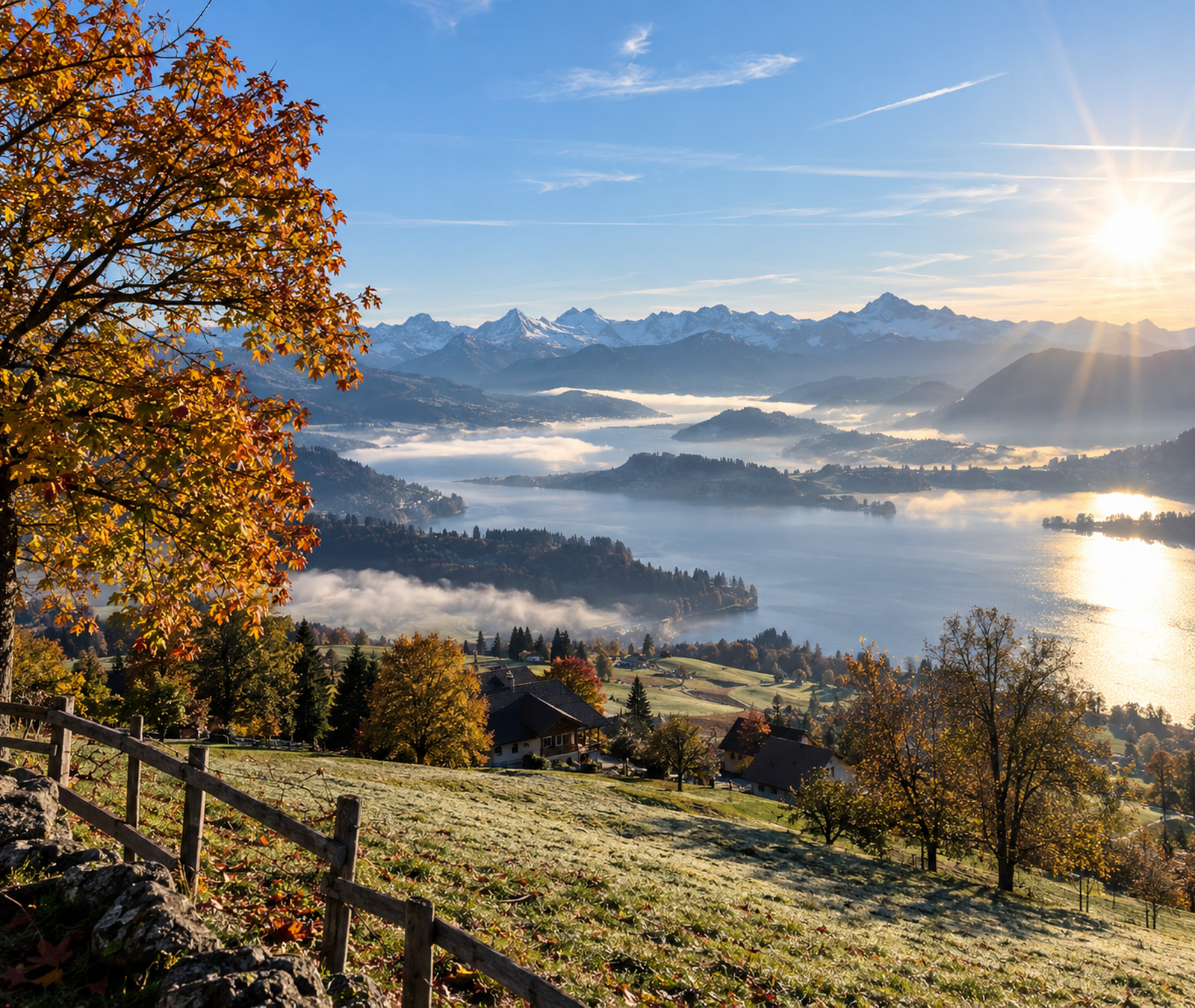 Paesaggio di fine estate con schiarite e nubi più compatte in lontananza