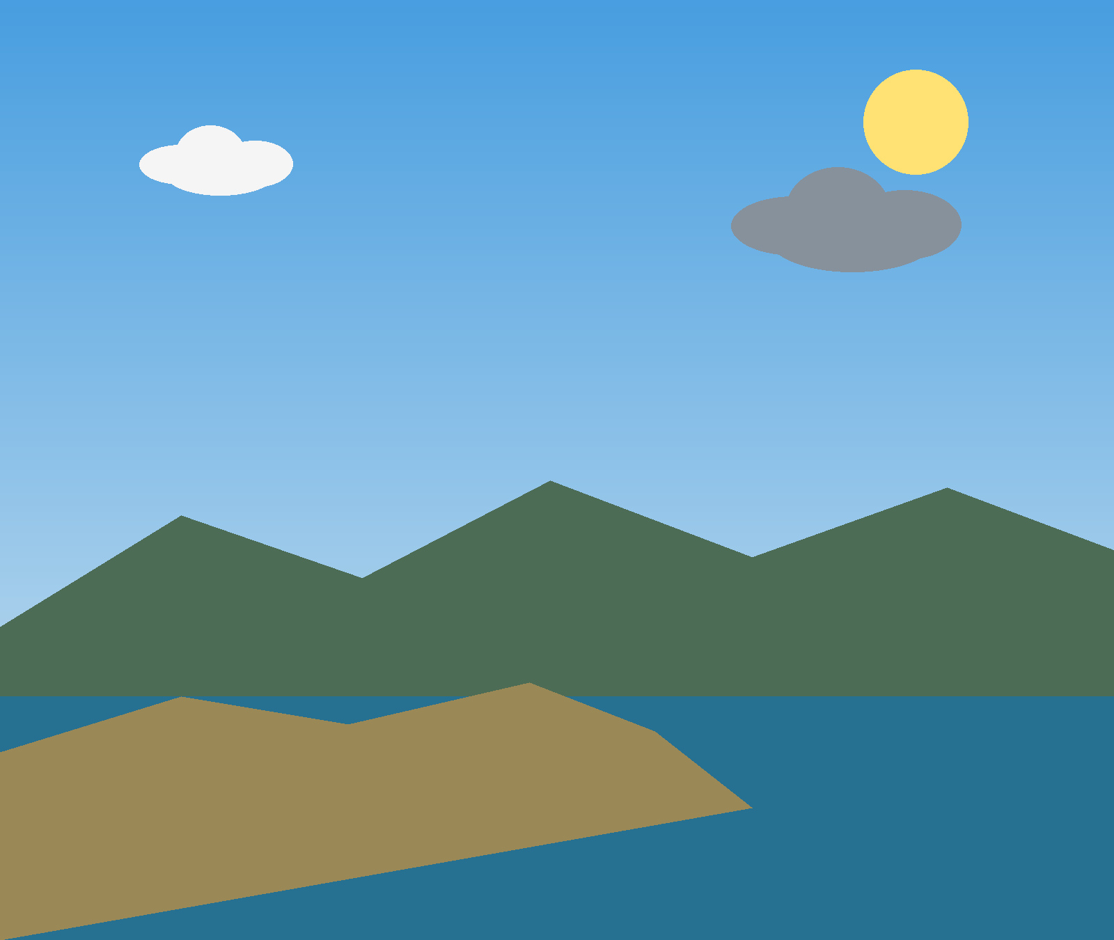 Paesaggio italiano di fine settembre con sole e nubi variabili