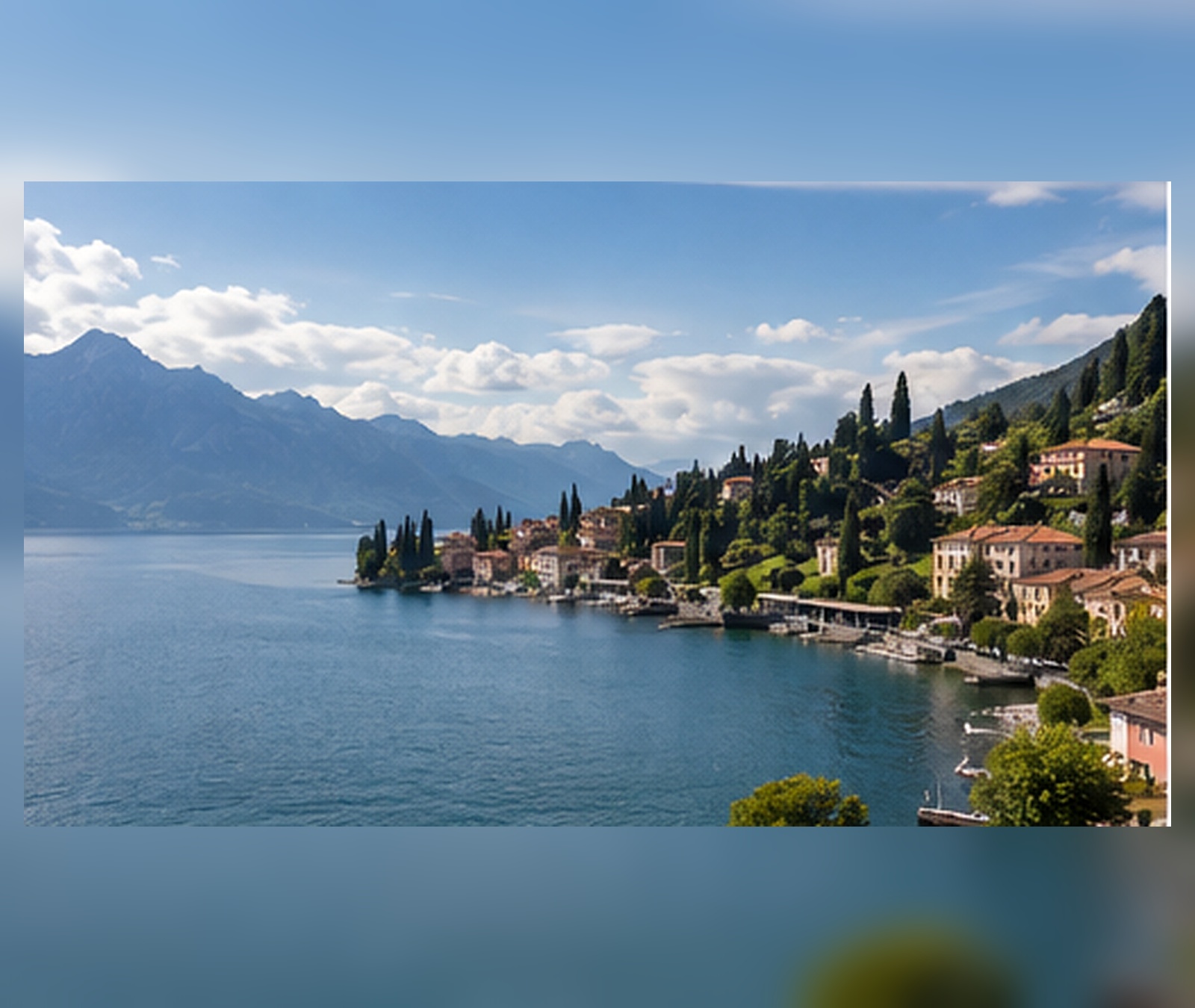 Paesaggio lacustre del Nord Italia sotto nuvole in aumento